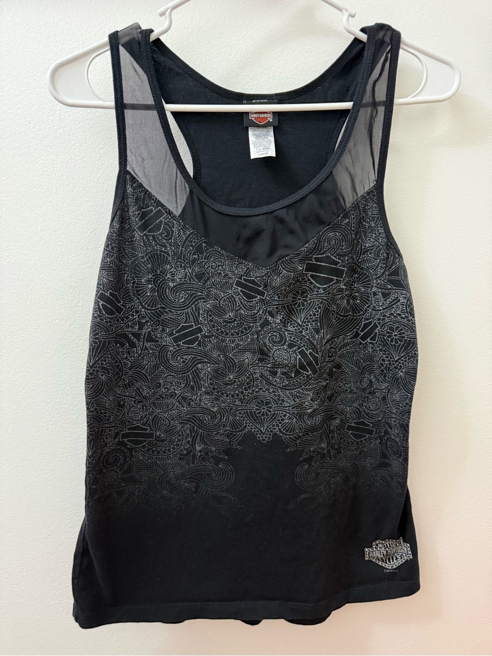 Harley-Davidson Black Tank Top with Subtle Gray Graphic